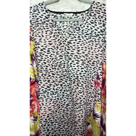 Gypsie Bly  one size kaftan dress with a leopard and floral print. - Picture 2 of 7
